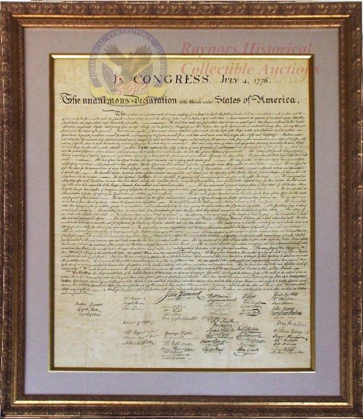 The Peter Force Declaration of Independence Printed From The William Stone Plate