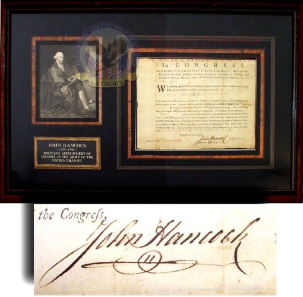 1776 John Hancock Document Signed as President