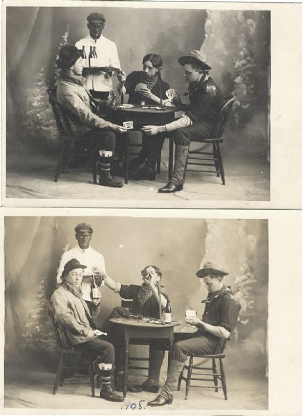 Two Staged Saloon Gambling Scenes