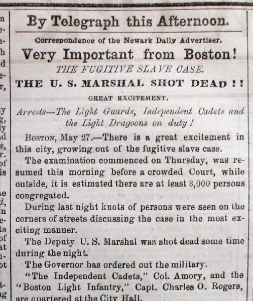 A Federal Marshall Is Killed In A Failed Rescue Attempt of Fugitive Slave Anthony Burns in Boston - Large Archive