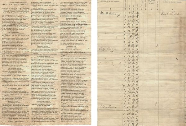 Confederate Anti-Lincoln Broadside Poem On Slave Roster Ledger Page 