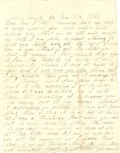 Mother's Letter to Sons in 50th Georgia