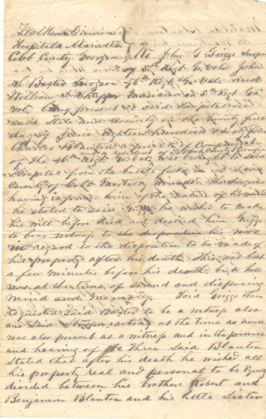 Dying Georgian's Last Will and Testament