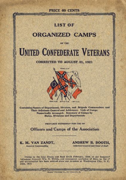 1921 National Listing of UCV Camps and Officers