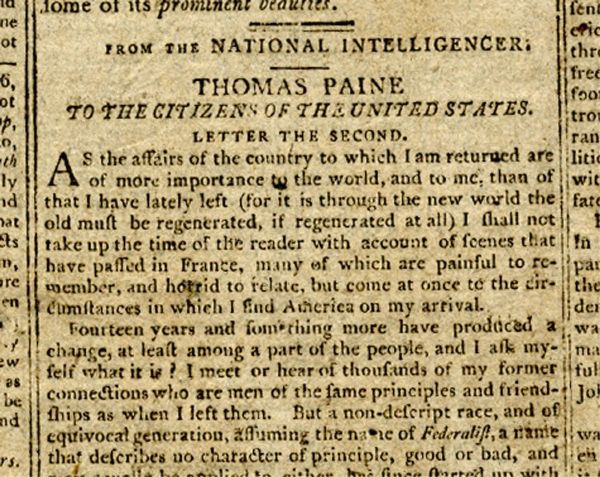 Thomas Paine Publicly Criticizes John Adams