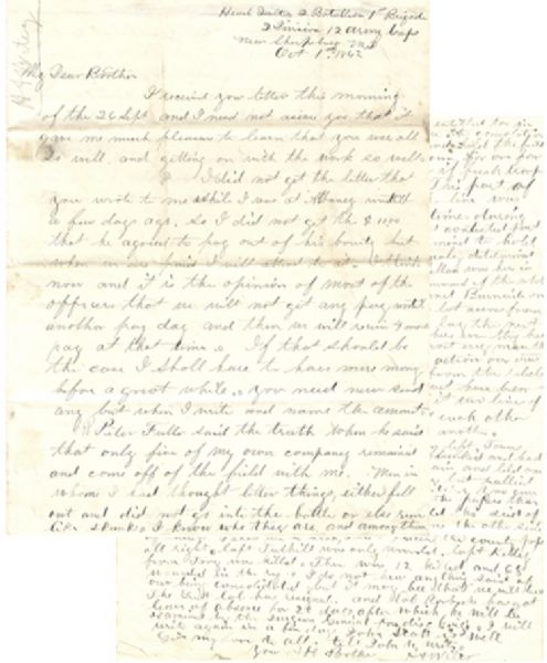 Great 104th New York Letter On Battle of Antietam