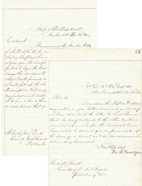 Colonel James Mulligan Signed Irish Brigade Document 