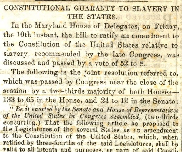 This Amendment Would Make Slavery Permantly Imbedded in the Constitution