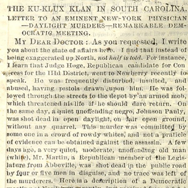 The Klan at Work - 1868 - Hundreds of Balcks Tied To Trees