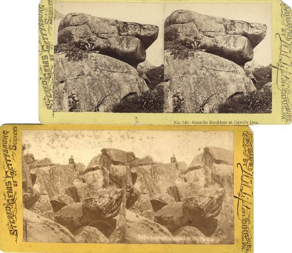 Pair of Devils Den Stereoviews One With Historical Inscription 