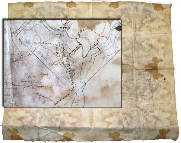 Civil War Manuscript Map of Northern Virginia