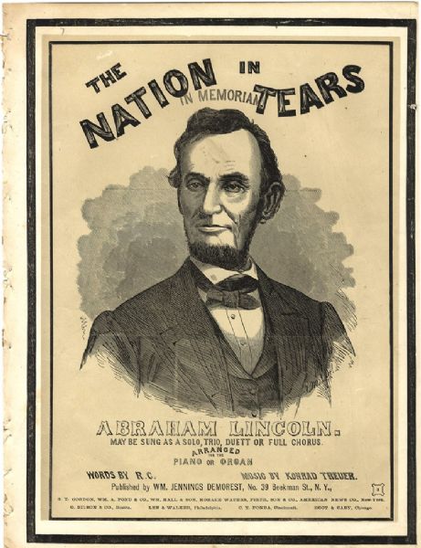 Abraham Lincoln Portrait Funeral Sheet Music 1865