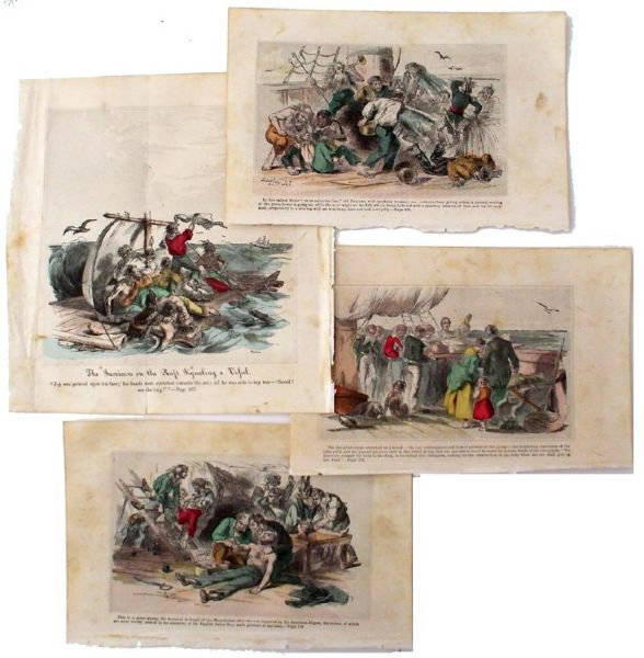 A Group of 4 Hand Tinted Naval Engravings