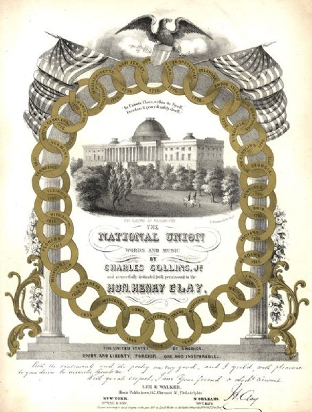 Patriotic Sheet Music Dedicated to Henry Clay