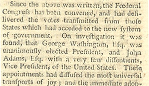 George Washington 1st Election