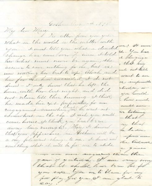 1878 Baseball Player's Letter 