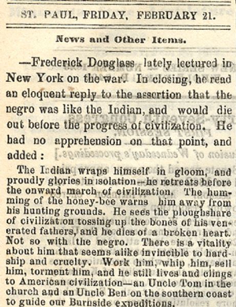 Frederick Douglass Contrasts the Indian and the Negro
