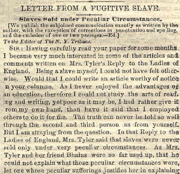 The First Publication of a Renowned Female Fugitive Slave - Harriet Ann Jacobs