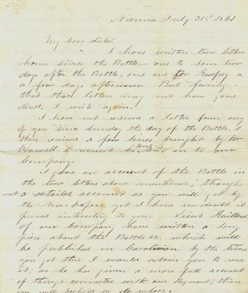 Sergeant Leaphart Recalls The Battle of Blackburn's Ford, July 18, 1861 
