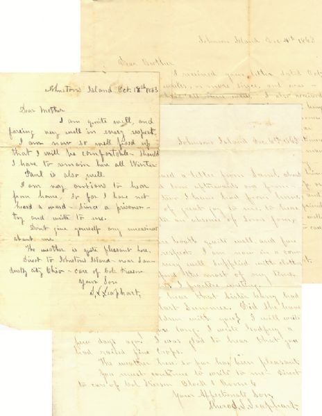 Capt. Leaphart Learns to Write With His Left Hand at Johnson Island Prison Camp  