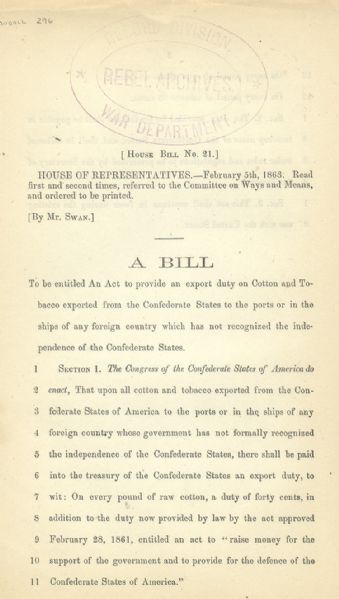Seized  Confederate Congressional Imprint
