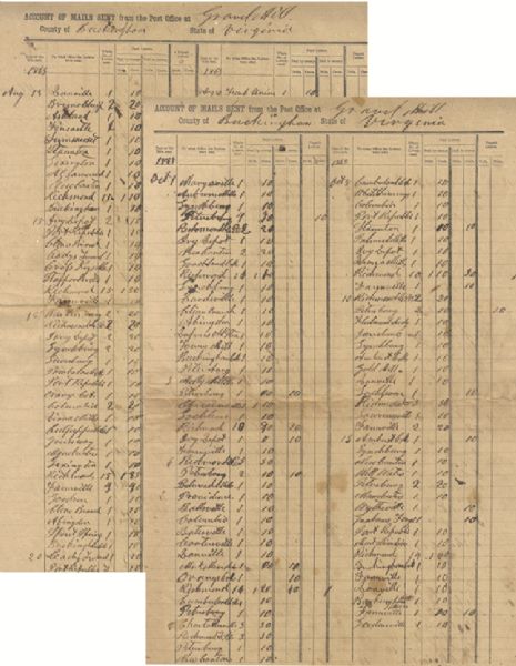 Group of  FIVE Confederate Postal Forms