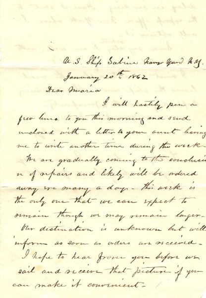 Navy Surgeon's Letter while on Board the U.S.S. Sabine