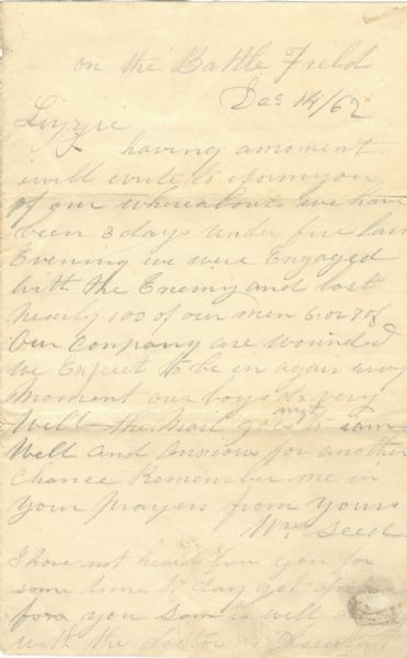 A New Jersey Soldier Writes From The Battlefield of Fredericksburg  