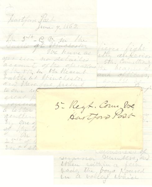 The Battle of Winchester, Virginia Letter