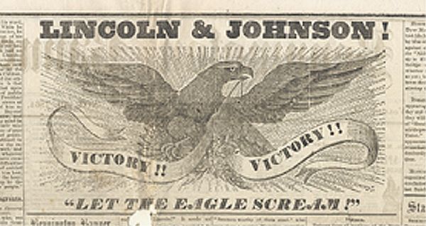Spectacular Victory Illustration Announcing Lincoln's Reelection  