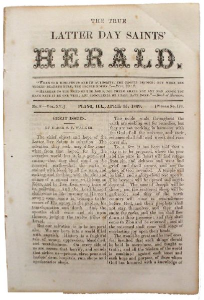 SOLD 10:35 January 6th             1869 - Very RARE Mormon Publication