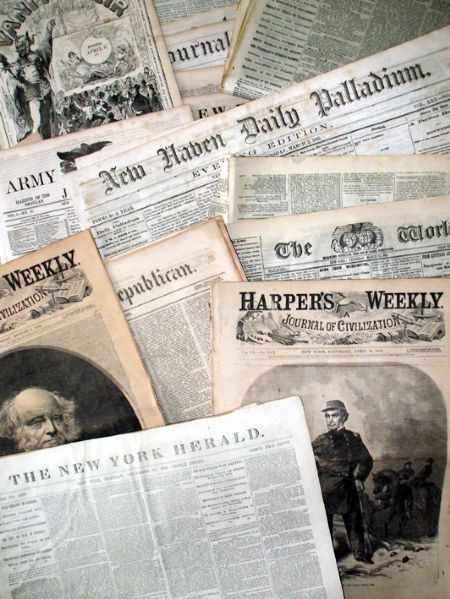 SOLD at 1:09 January 8th                                                                                                                                 21 Civil War Period Newspapers
