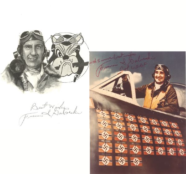Two Images of World War II Ace Signed by Col. Francis Gabreski