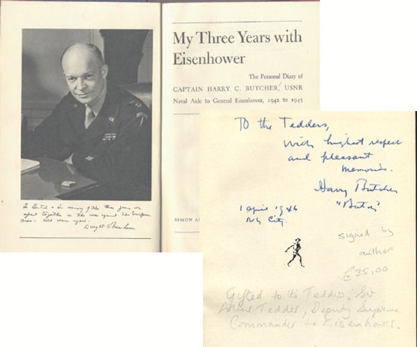 Harry Butcher’s Book as a Naval Aide to Eisenhower Signed and Inscribed to Sir Arthur Tedder