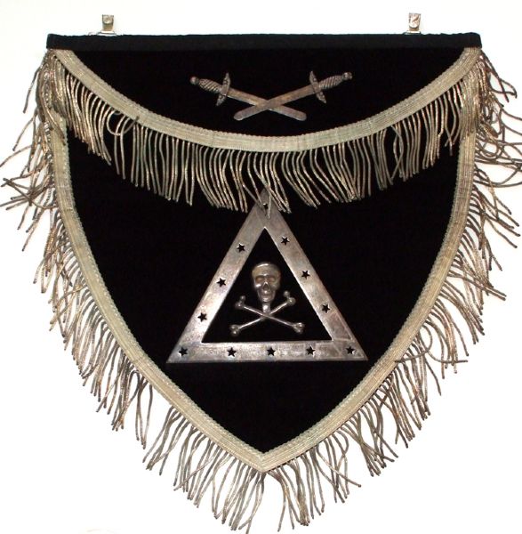 Rare 19th Century Silver Masonic Skull & Crossbones Shield