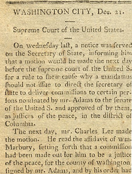 the Important Supreme Court Case - Marbury v. Madison