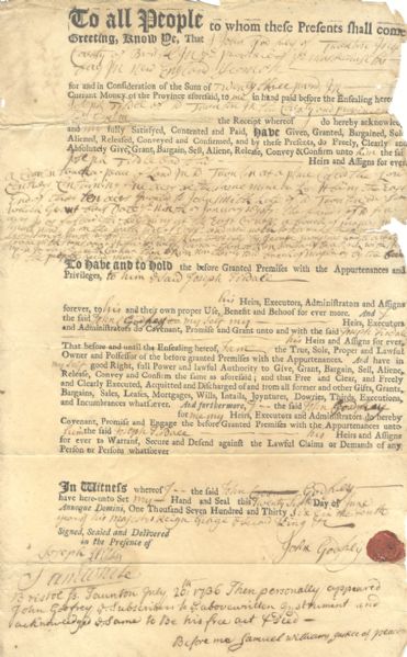 1736 Massachusetts Deed