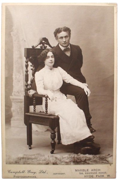 Harry and Bess Houdini Cabinet Card Portrait