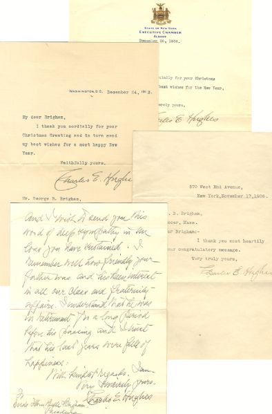 A Collection of Four Letters of Charles Evans Hughes and Related Ephemera