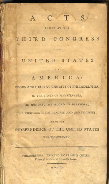 118 Congressional Acts Signed in Type by President George Washington