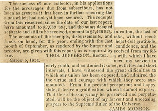 Jefferson Reports on the School - Monroe Reports on the Nation