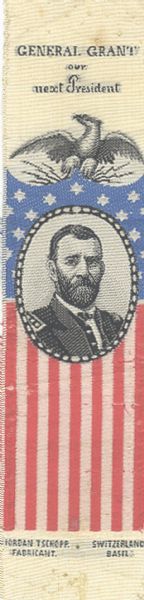 Scarce U. S. Grant 1868 Campaign Ribbon
