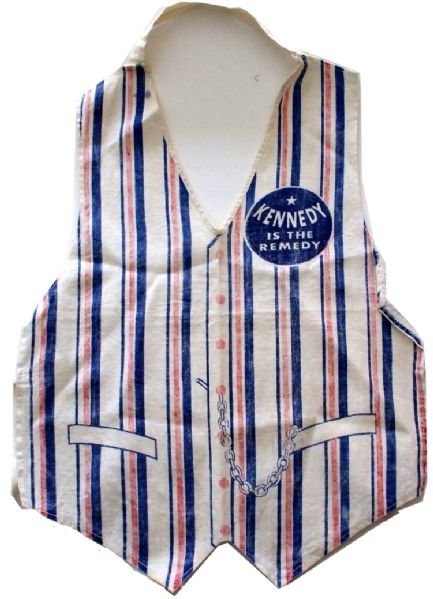 John F. Kennedy Campaign Vest From 1960 Democratic National Convention....Once owned by Political and Social Activist Abbie Hoffman!
