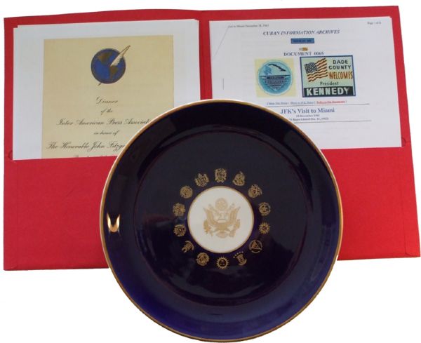 A dinner plate from President Kennedy’s last Official Dinner, four days before his assassination.