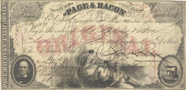 1850s Page, Bacon & Co. California Bank Draft