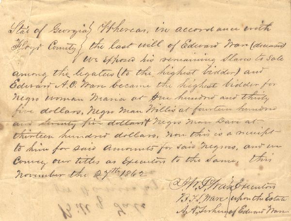 A Rare War-date Confederate Slave Receipt