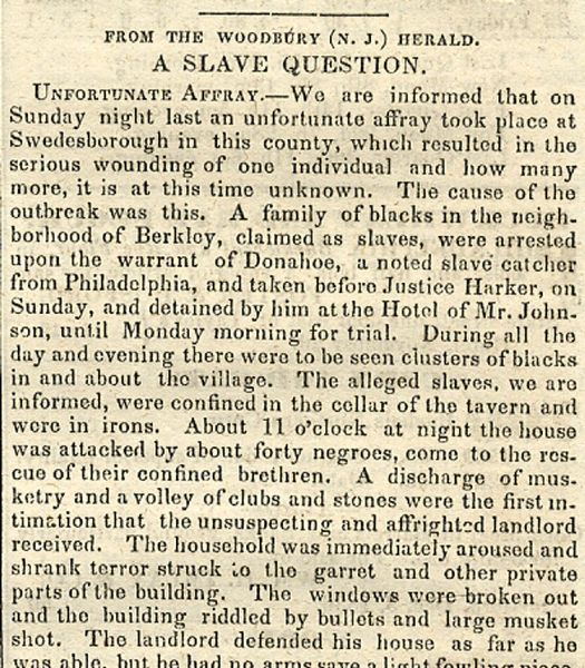 Another New Jersey Fugitive Slave Rescue Attempt