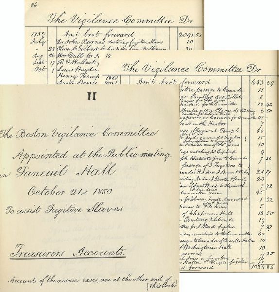 Facsimile Account Book Recording Fugitive Slave Expenses in Boston