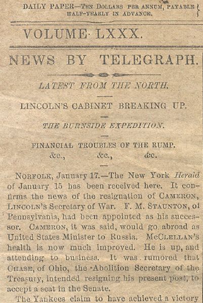 Confederate Newspaper With Great Stories and Ads