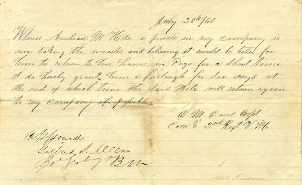 Confederate General Gilbert Meem Signed Furlough 